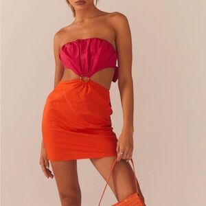 Peppermayo Pink and Orange Mini Dress